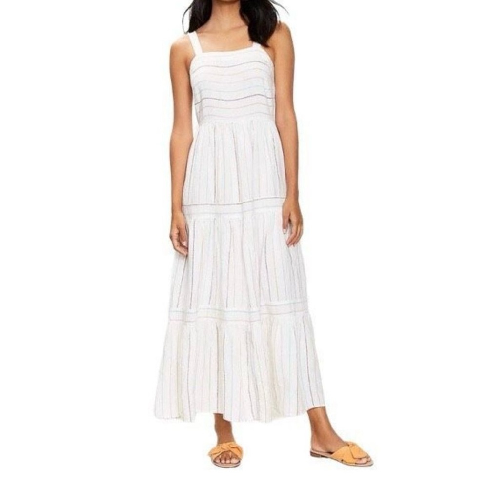 LOFT White Striped Maxi Dress
